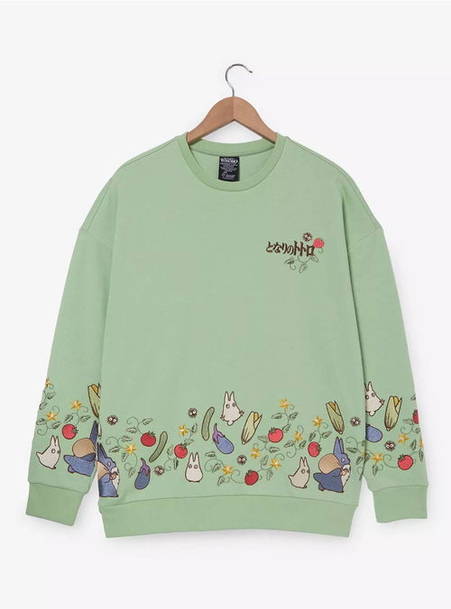 Polerón Totoro Verde con Estampado de Huerto