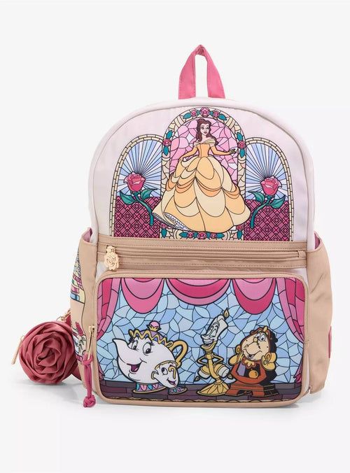 Mochila Bella y la Bestia Vitral Rosado