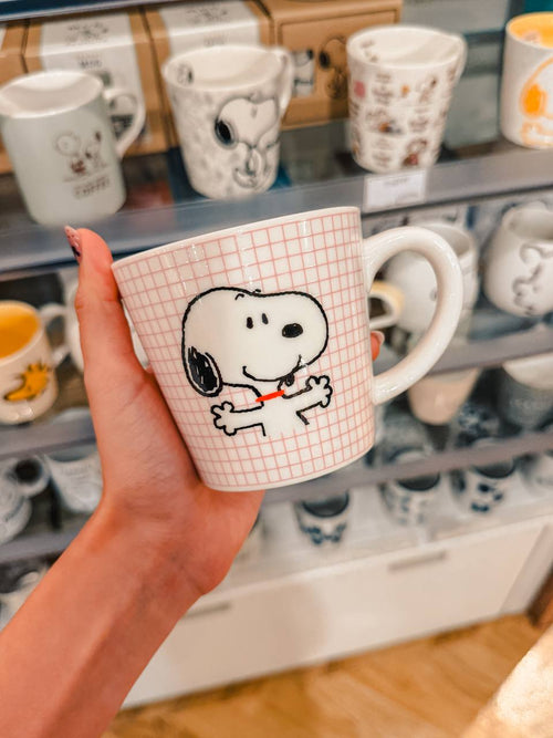 Tazón Snoopy Cuadrícula Rosada