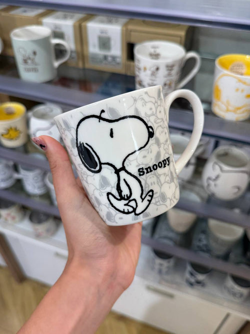 Tazón Snoopy Blanco con Diseño Gris