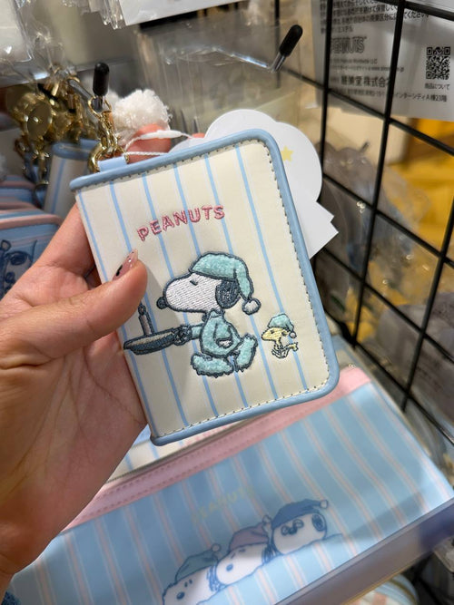 Tarjetero Snoopy y Woodstock Rayas Azules