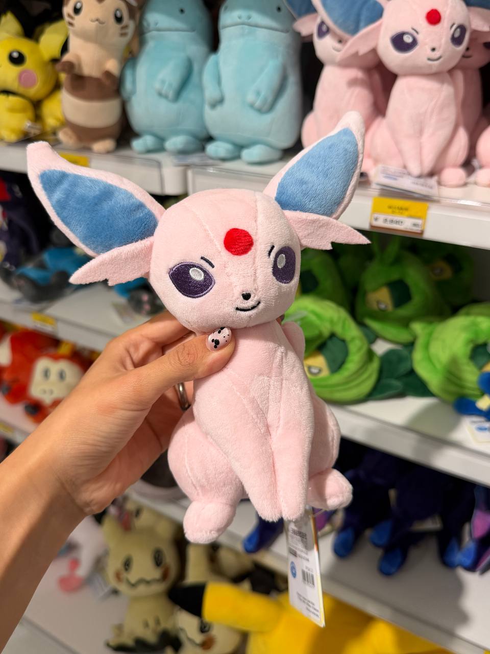 Peluche Espeon Rosado con Orejas Azules