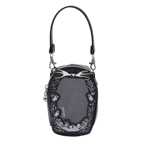Mini Cartera Negra con Diseño Fantasmal