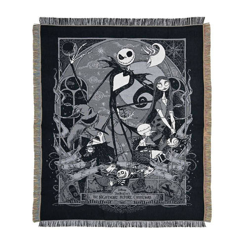 Manta Jack Skellington y Sally en Blanco y Negro