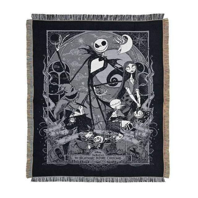 Manta Jack Skellington y Sally en Blanco y Negro