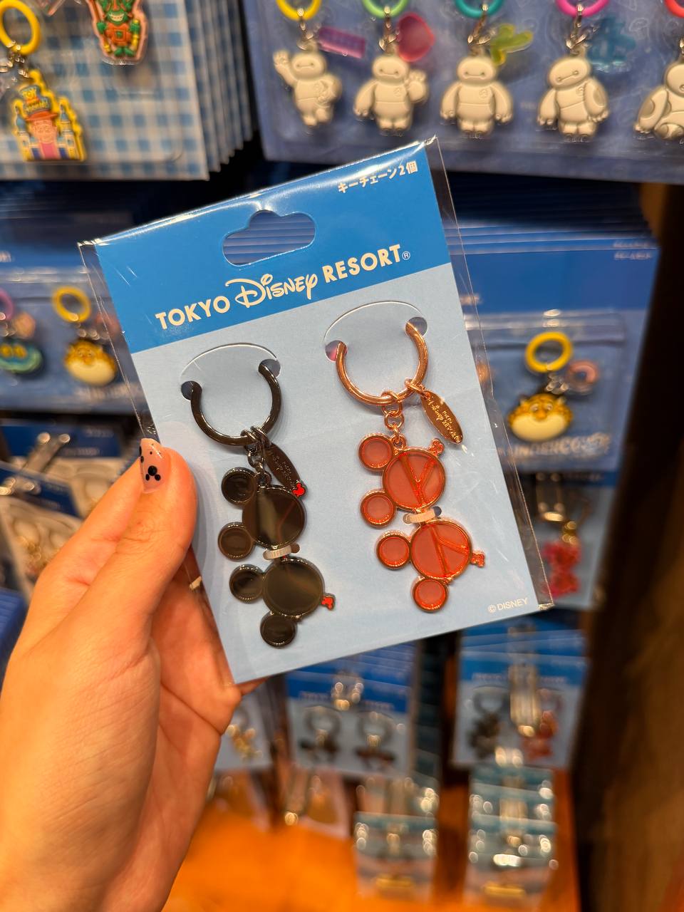 Llavero Mickey Doble Negro y Naranjo Disney Tokyo