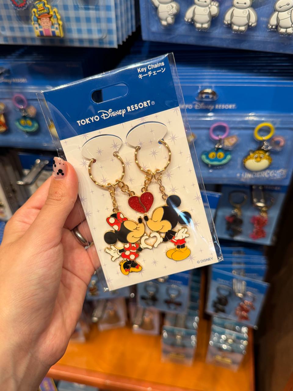 Llavero Doble Mickey y Minnie Corazón Rojo