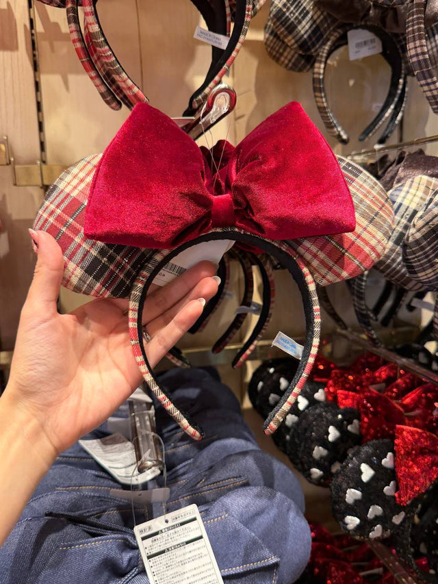 Accesorio de Pelo Orejitas Cuadros con Lazo Rojo