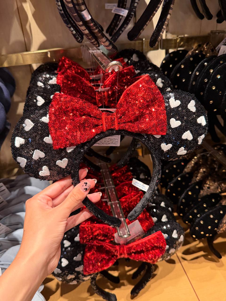 Orejitas Minnie Corazones y Lazo Rojo