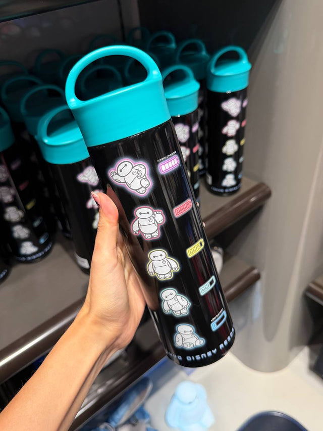 Botella Baymax Negra con Tapa Turquesa