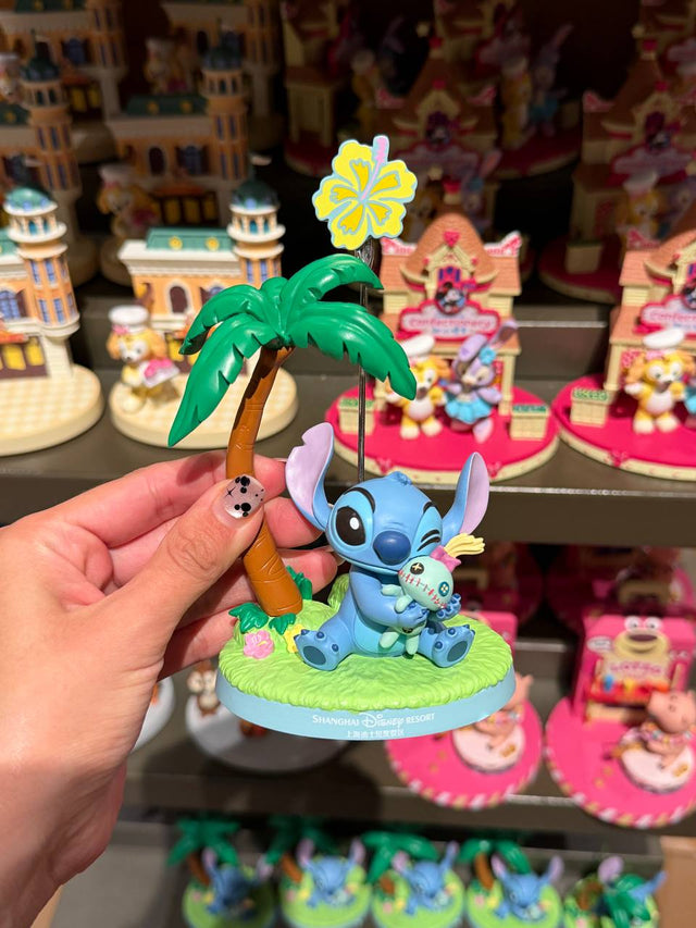 Figura Porta Foto Stitch con Scrump y Palmera