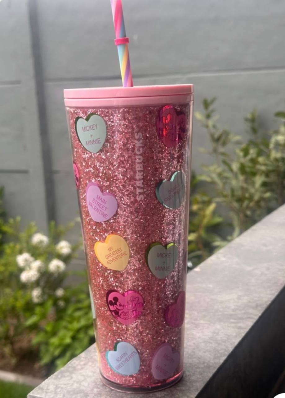 Vaso Starbucks Mickey y Minnie con Corazones