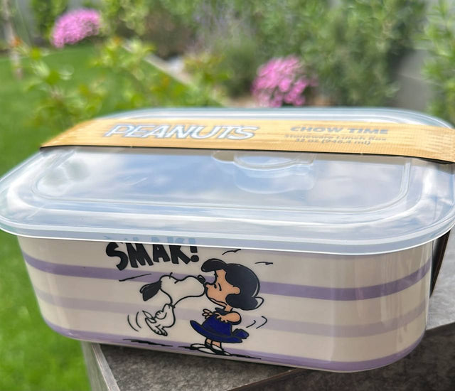 Pote Snoopy con Rayas Lilas