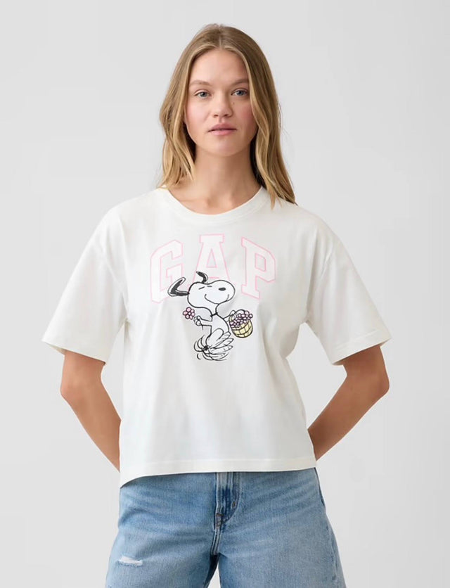 Polera Snoopy con Letras GAP Rosadas