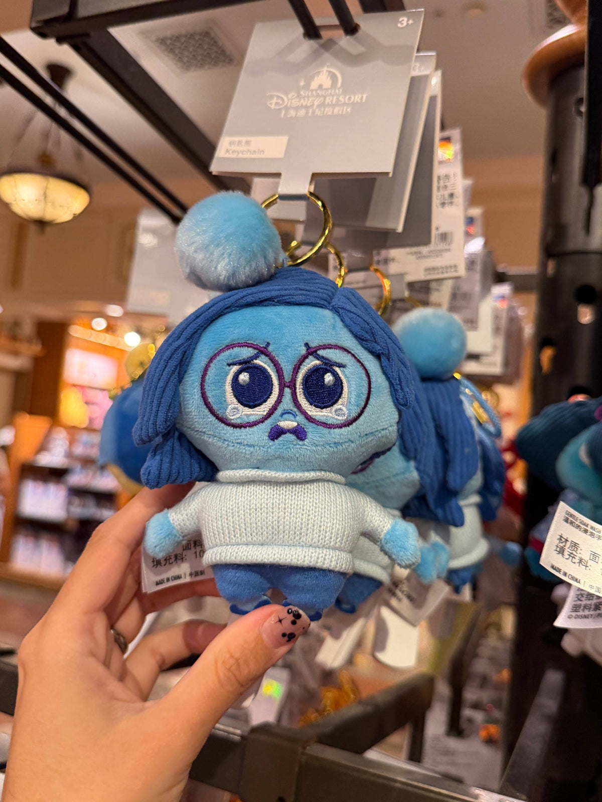 Llavero Tristeza de Intensamente con Pelo Azul