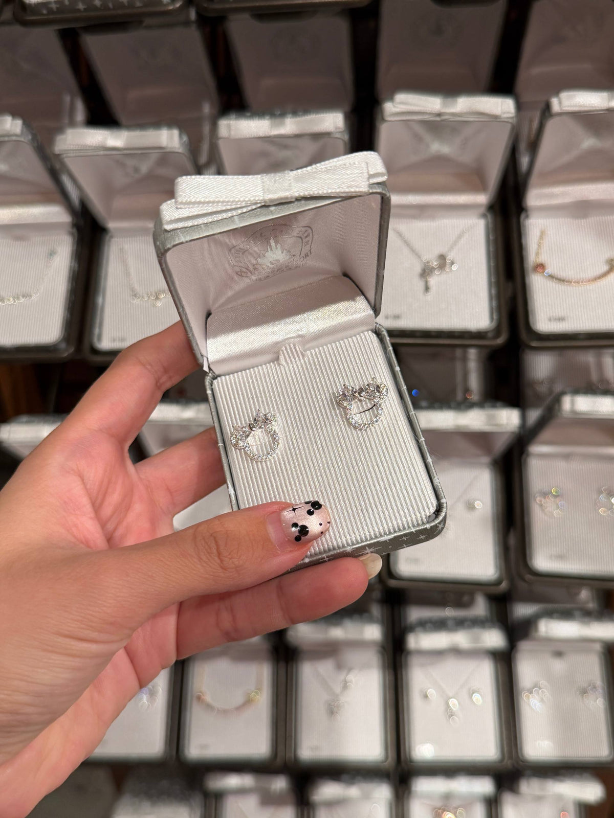 Aros Mickey Plateados con Brillos