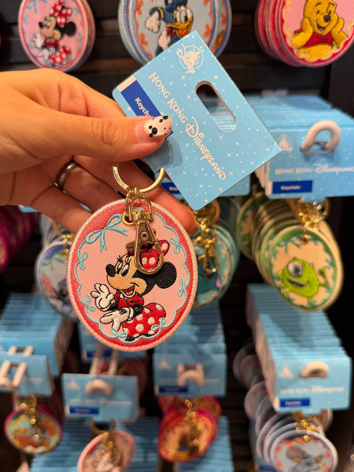 Llavero Minnie Mouse Bordado Rosado