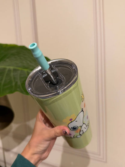 Vaso Térmico Snoopy Verde con Bombilla