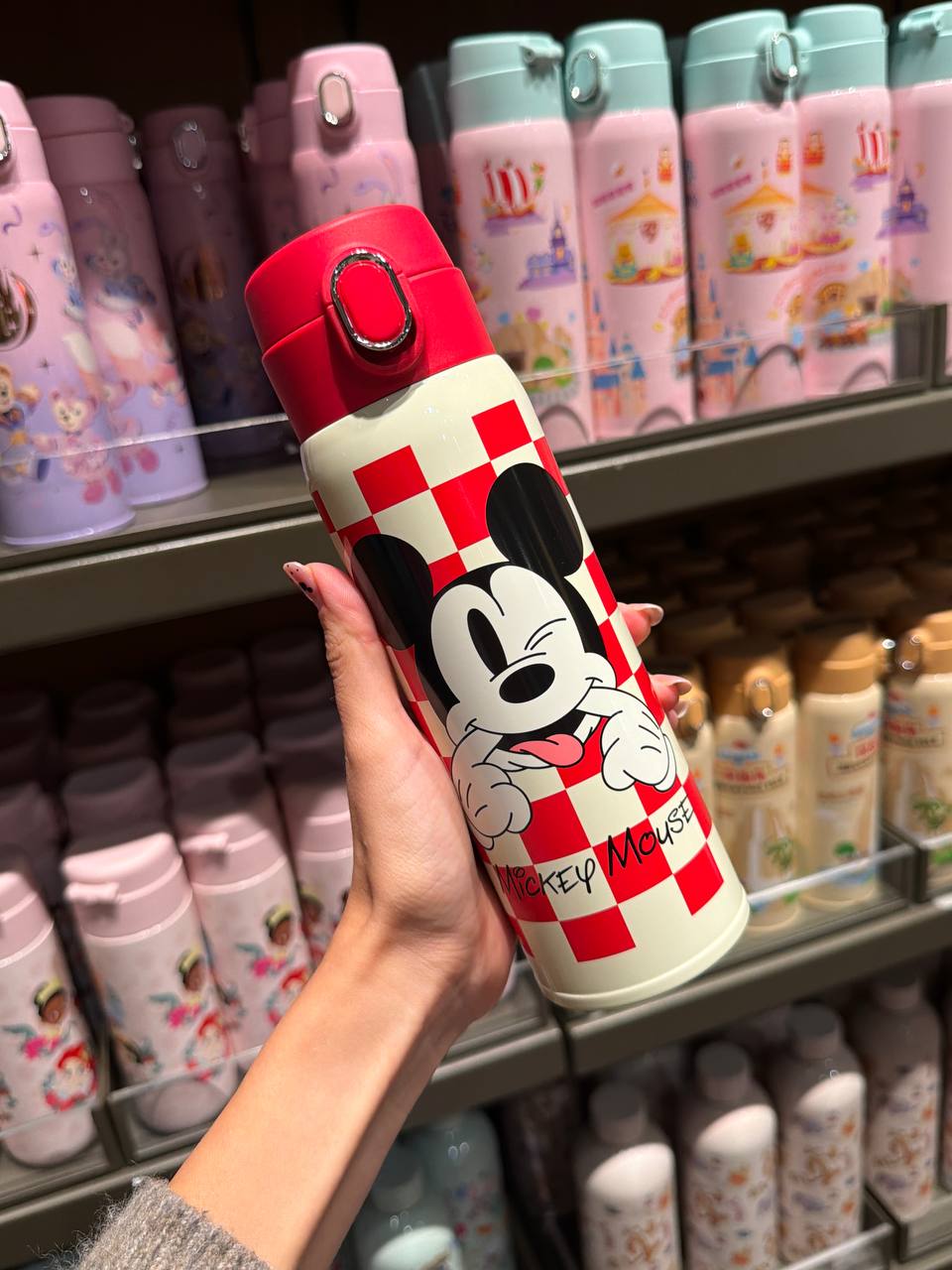 Botella Térmica Mickey Cuadros Rojos