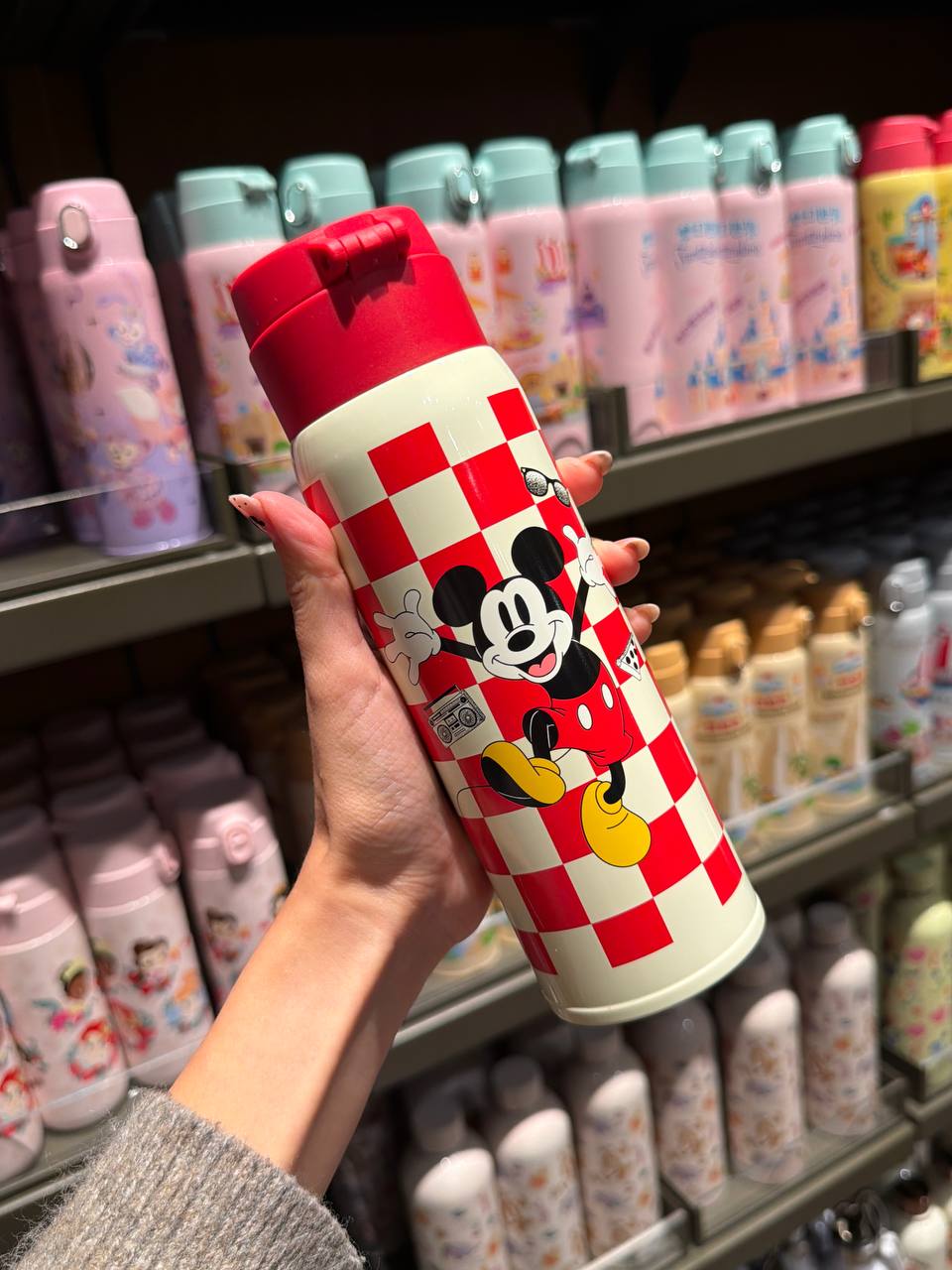 Botella Térmica Mickey Cuadros Rojos
